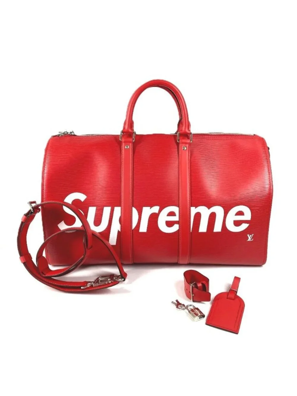Louis Vuitton Boston Bag Keepall Bandouliere 45 Epi Leather Red
